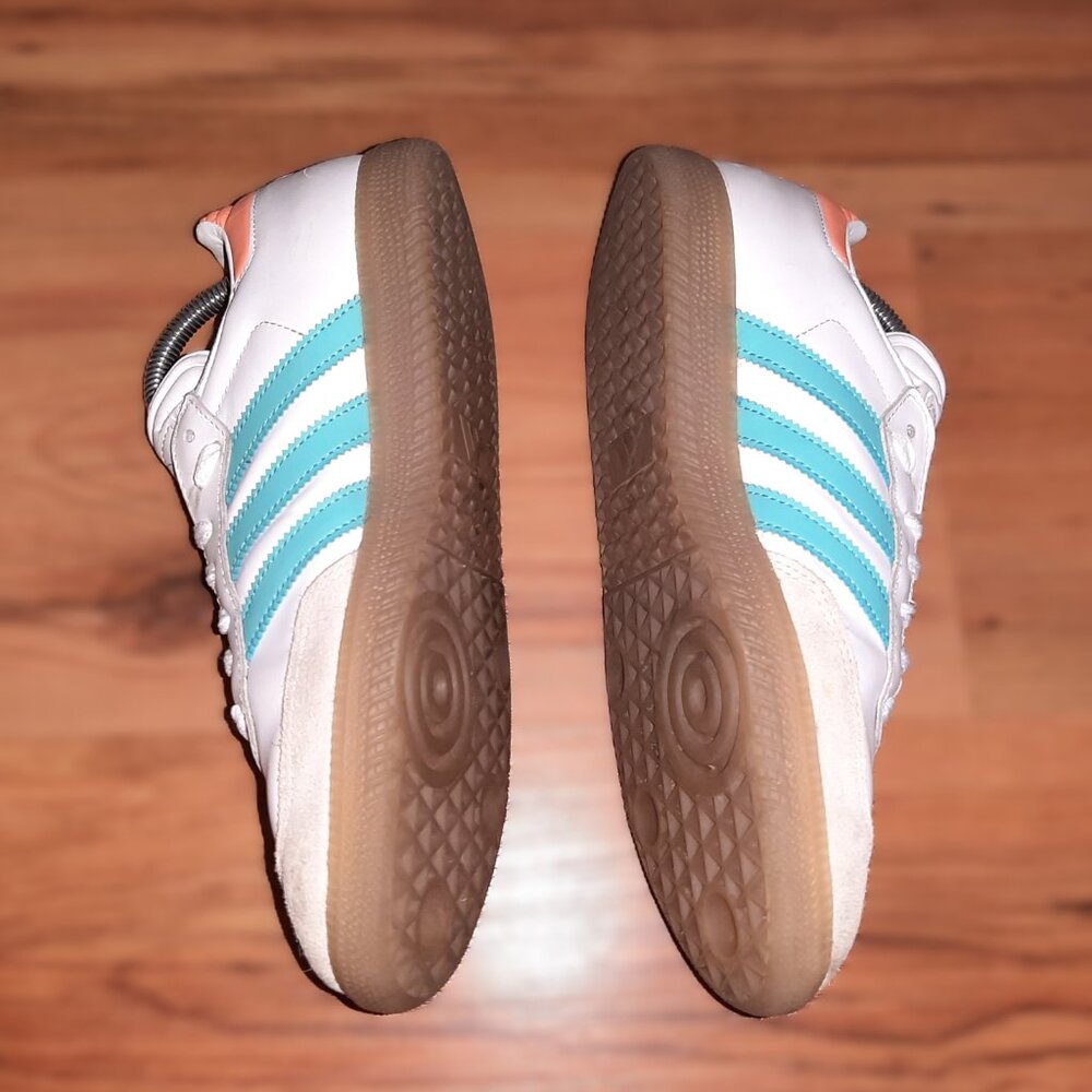 Adidas Samba Miami White Teal Orange Shoes IH8160 Men's Sz 7.5 Women's Sz 8.5 - Picture 10 of 16